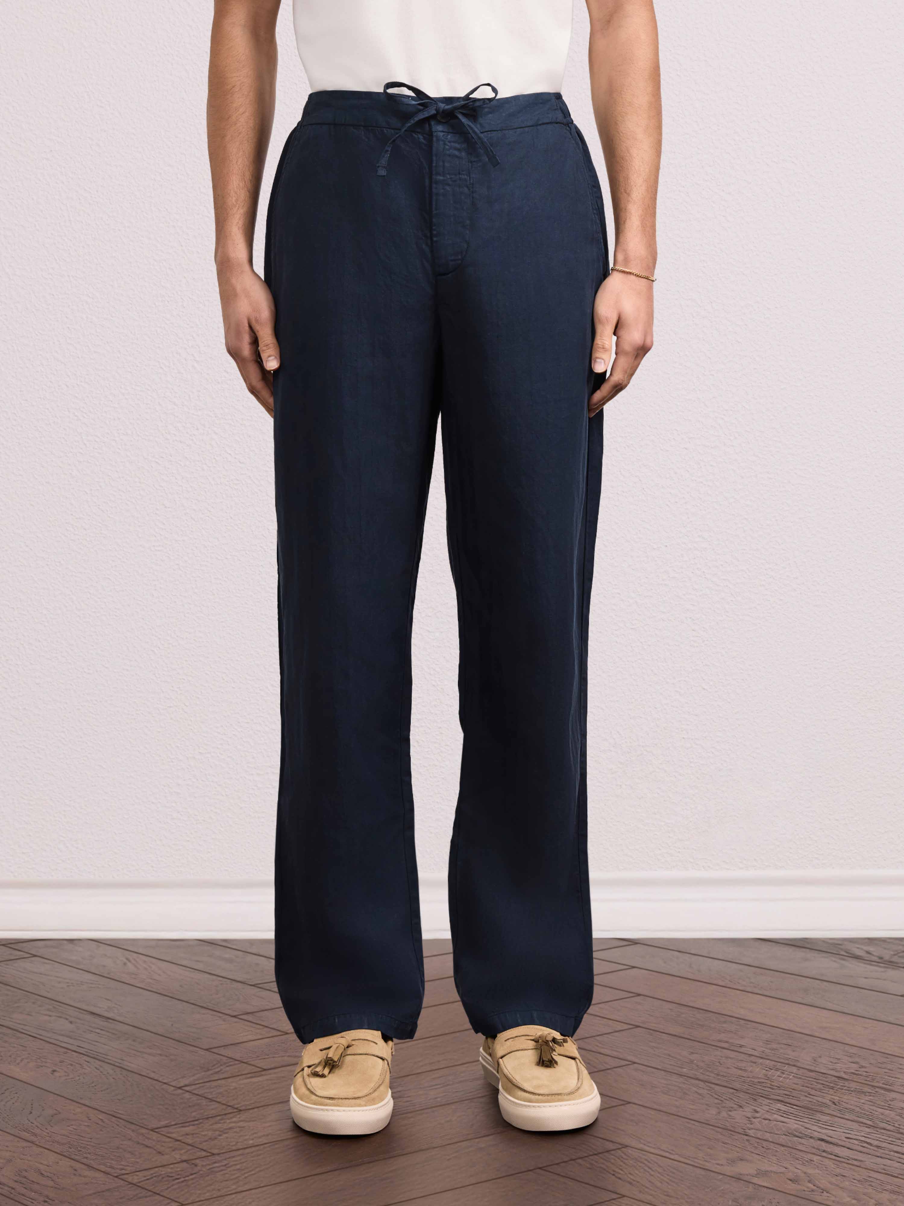MENDES LINEN-BLEND TROUSERS