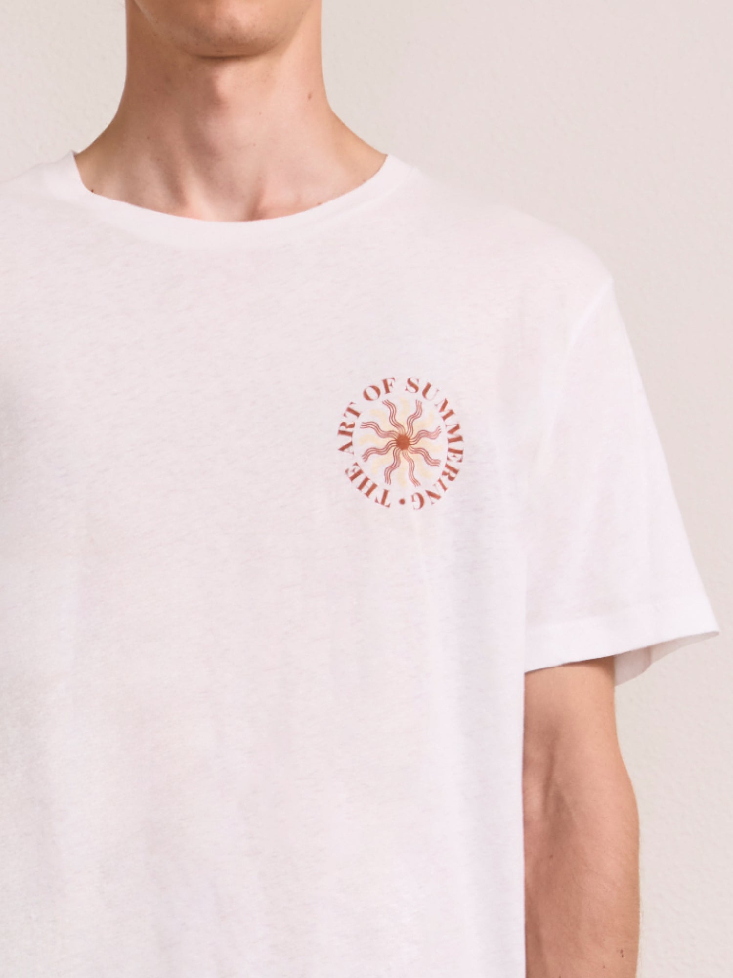 DINIS PRINTED COTTON-LINEN T-SHIRT