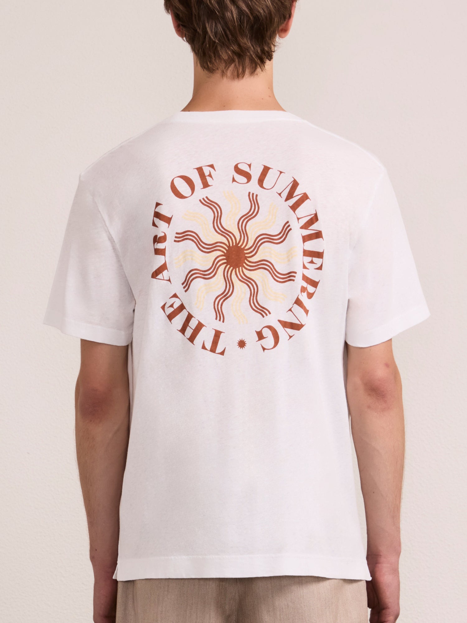 DINIS PRINTED COTTON-LINEN T-SHIRT