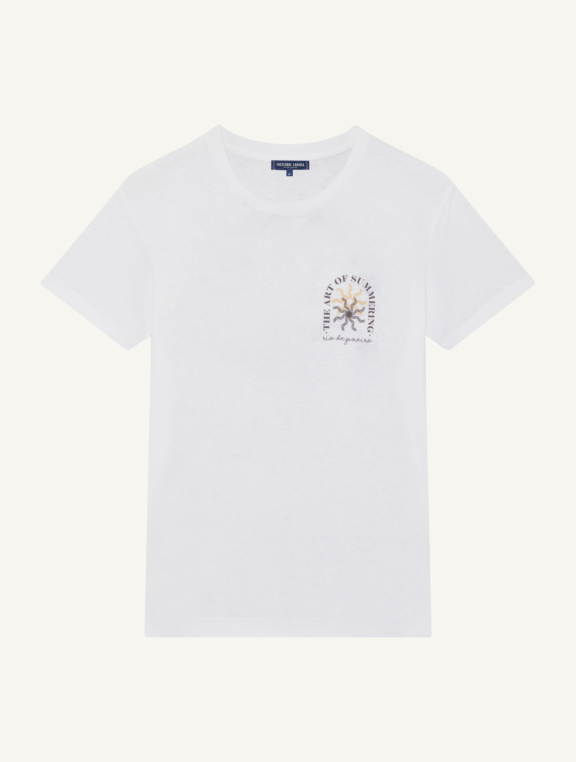 DINIS PRINTED COTTON-LINEN T-SHIRT