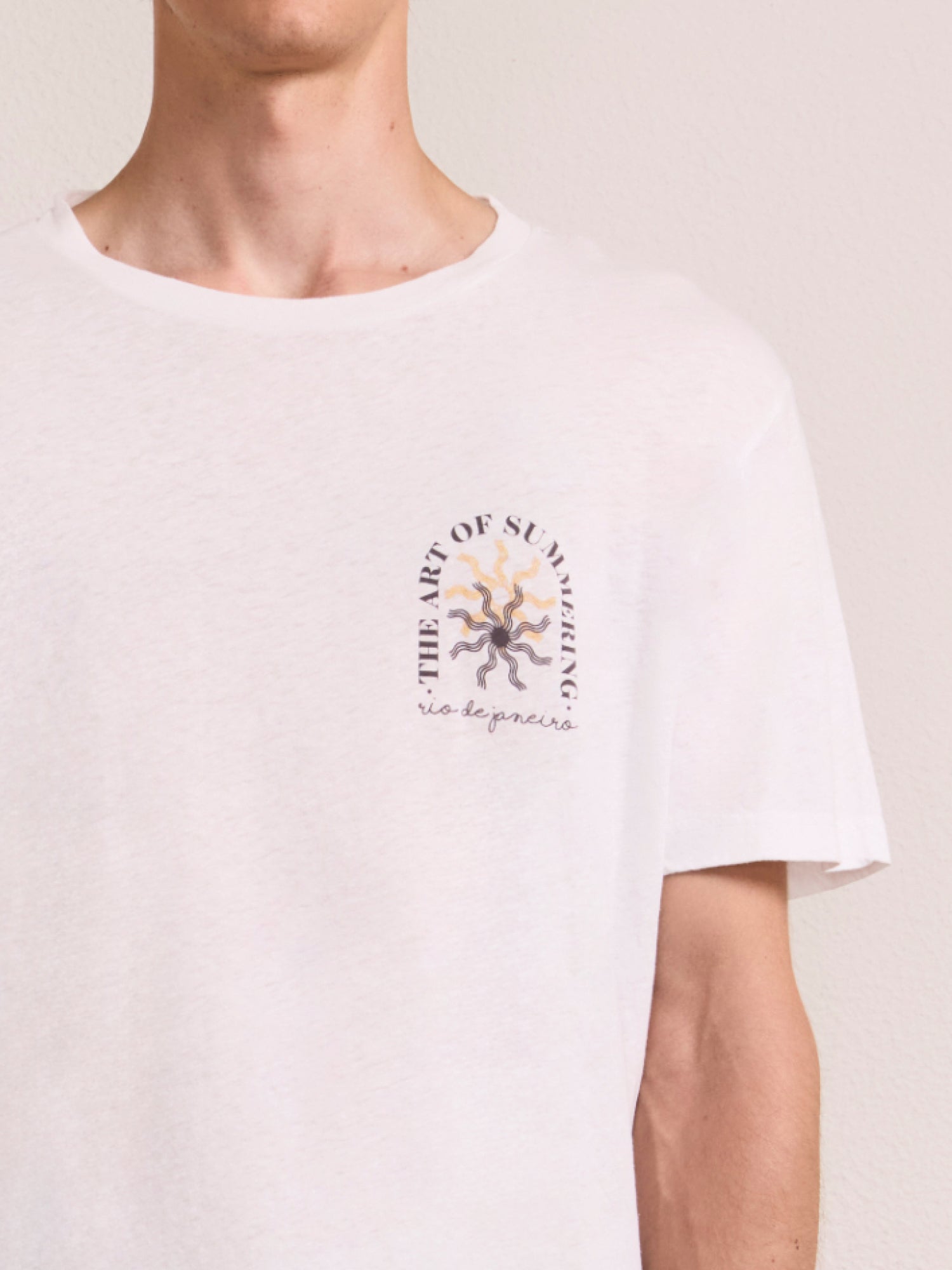 DINIS PRINTED COTTON-LINEN T-SHIRT