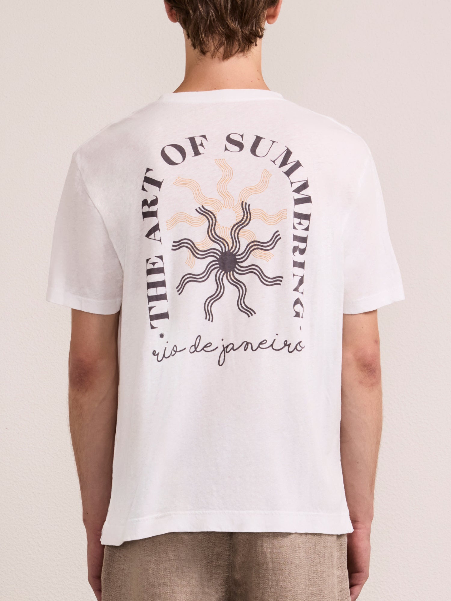 DINIS PRINTED COTTON-LINEN T-SHIRT