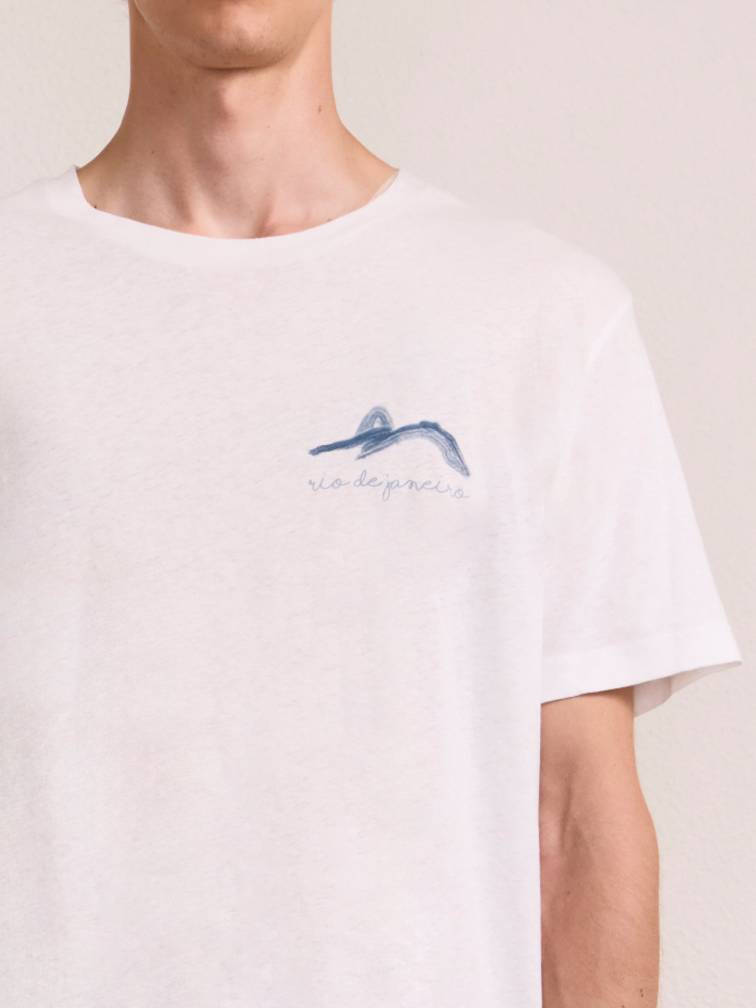 DINIS PRINTED COTTON-LINEN T-SHIRT