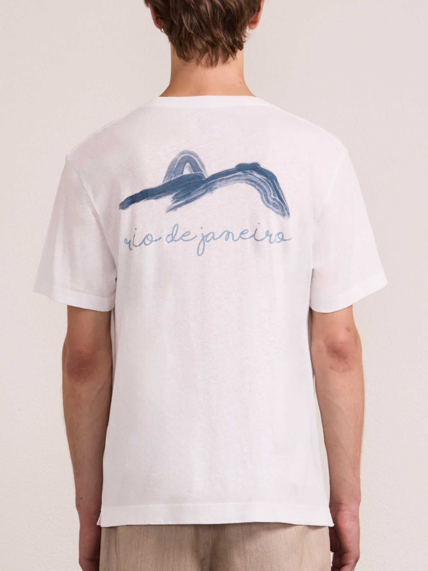 DINIS PRINTED COTTON-LINEN T-SHIRT