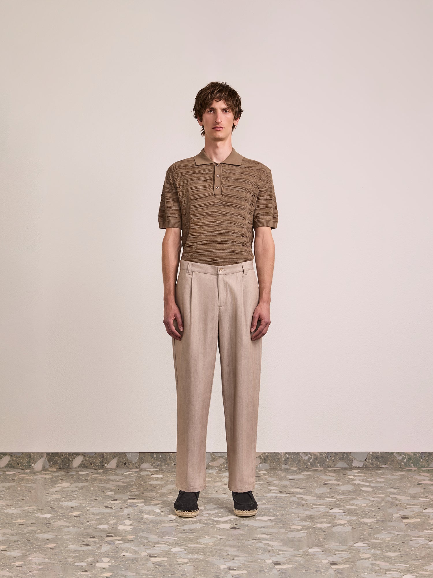 ALDO COTTON HERRINGBONE TROUSERS