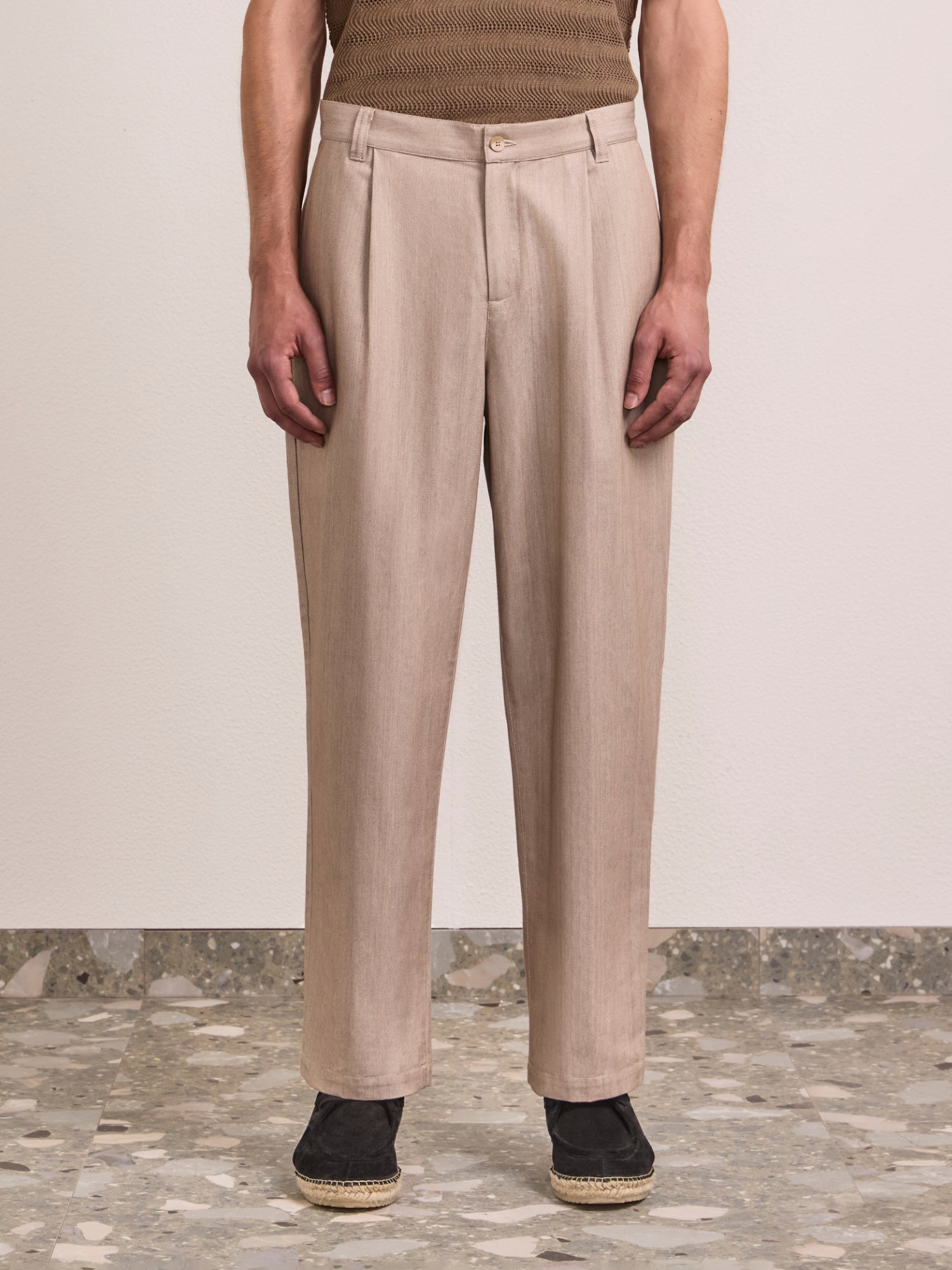 ALDO COTTON HERRINGBONE TROUSERS