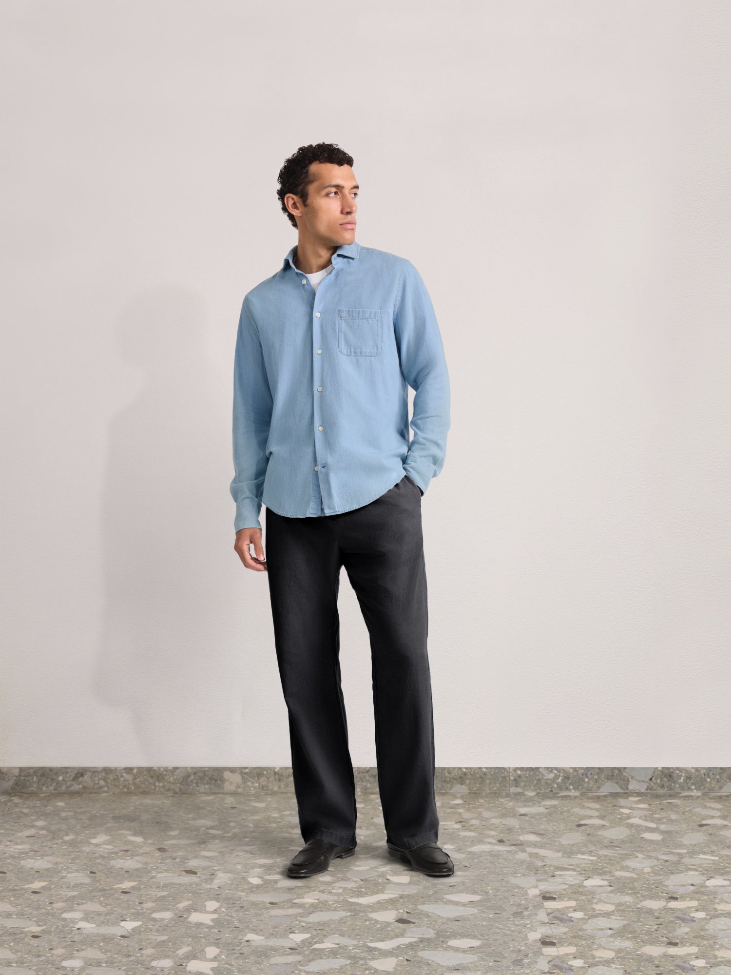 EMILIO DENIM-LOOK COTTON SHIRT