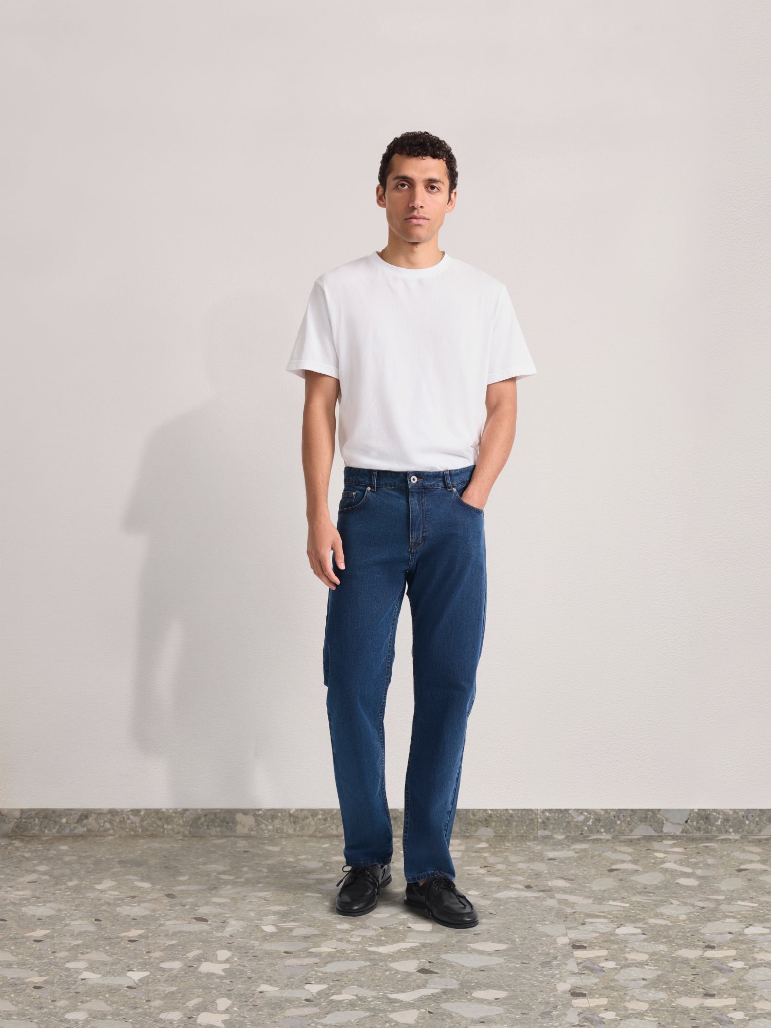 MENDES DENIM-LOOK COTTON TROUSERS