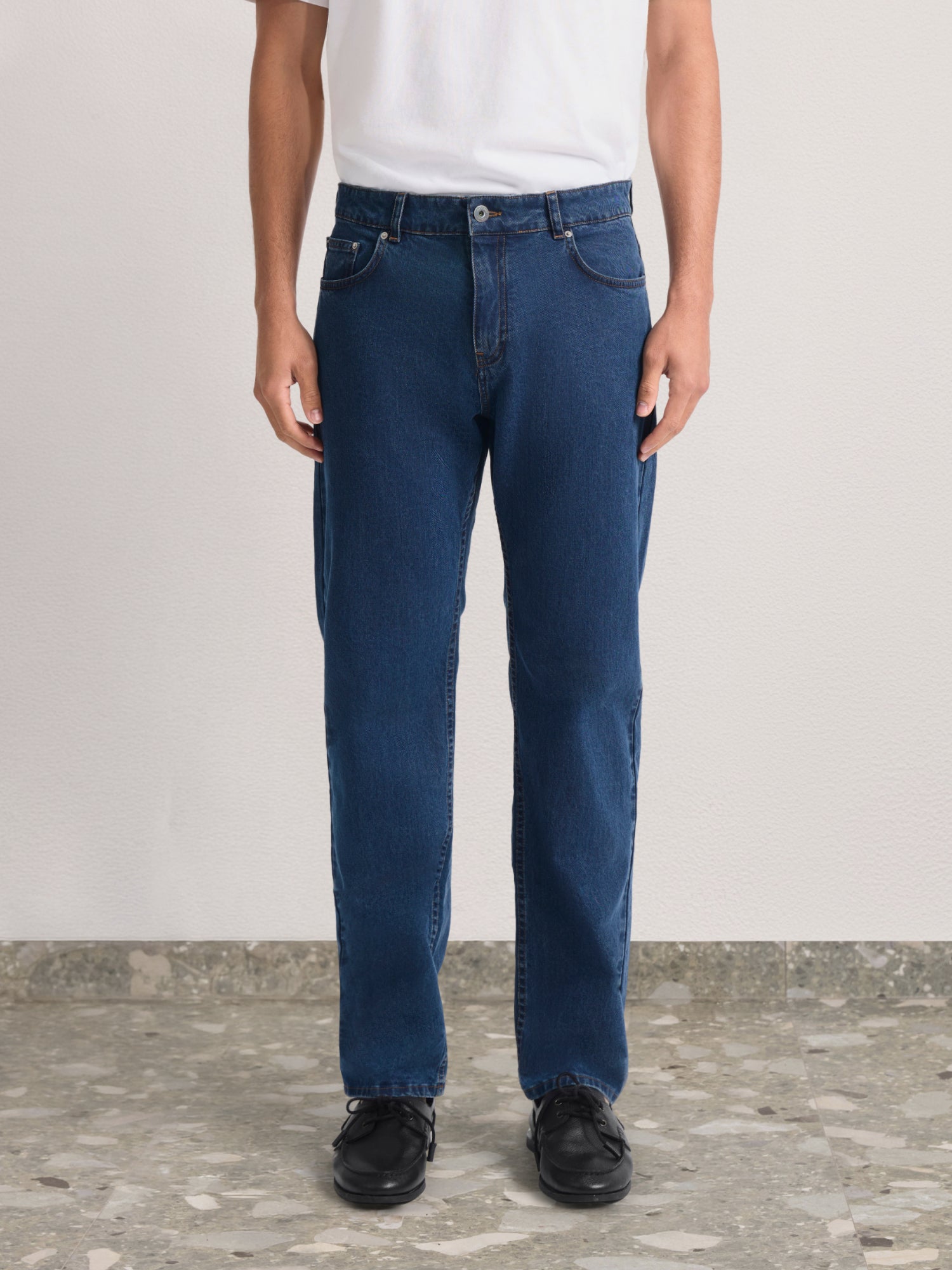MENDES DENIM-LOOK COTTON TROUSERS