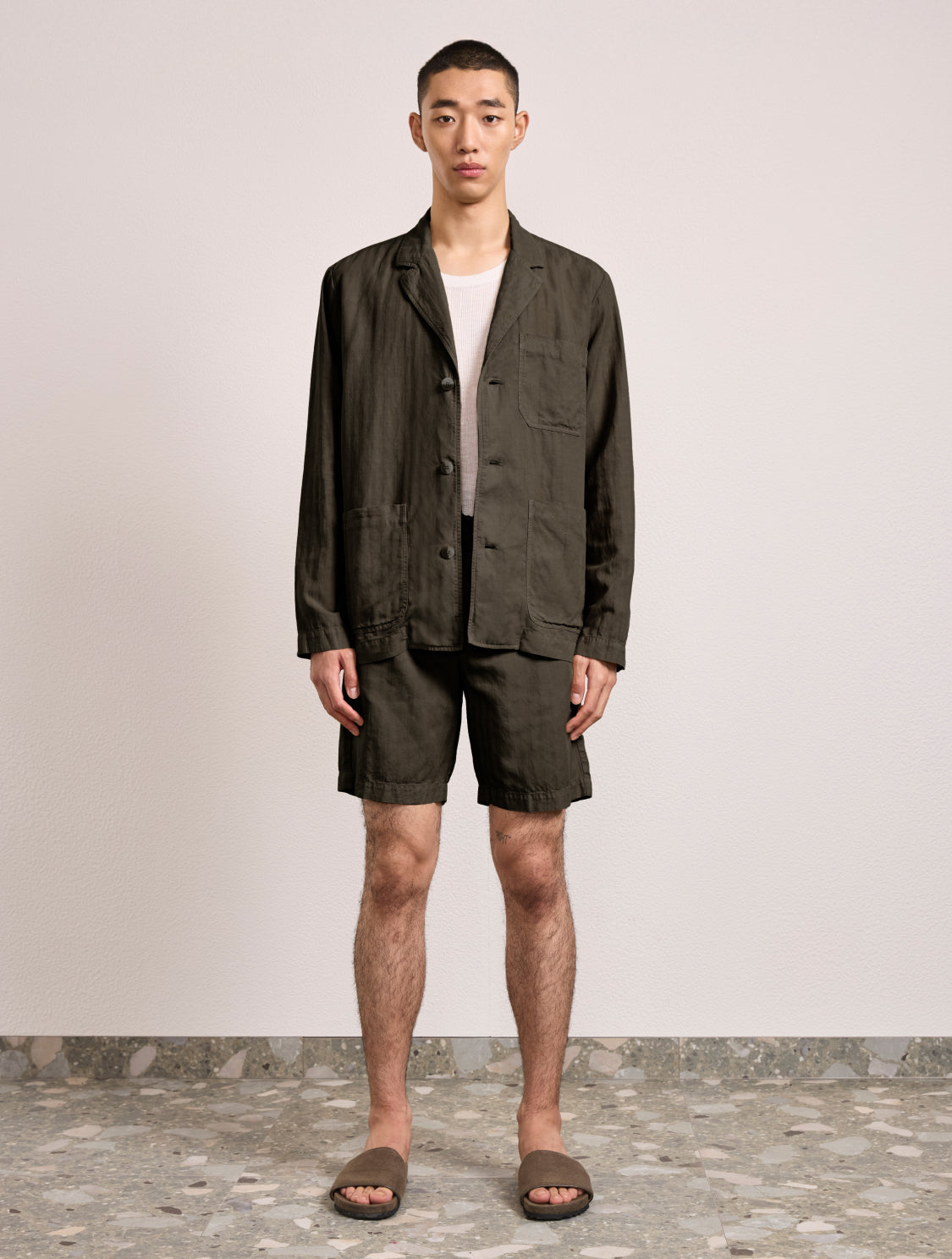 FELIPE HERRINGBONE LINEN SHORTS