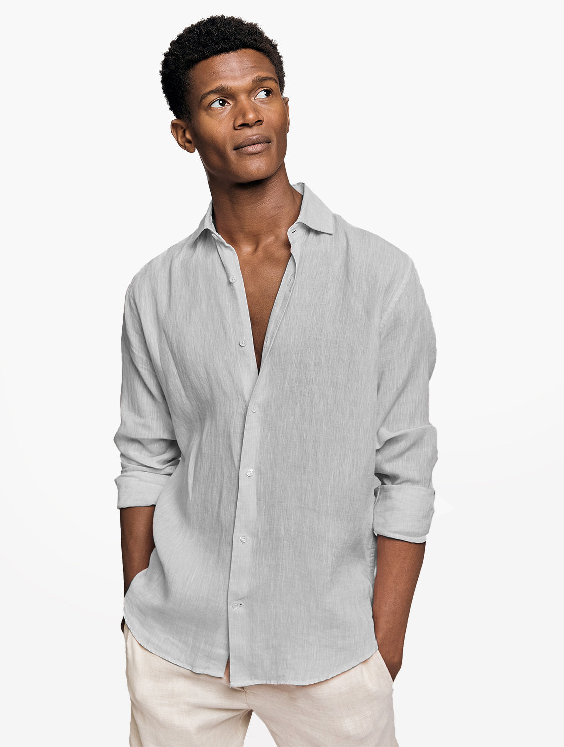 Antonio Linen Shirt Light Grey
