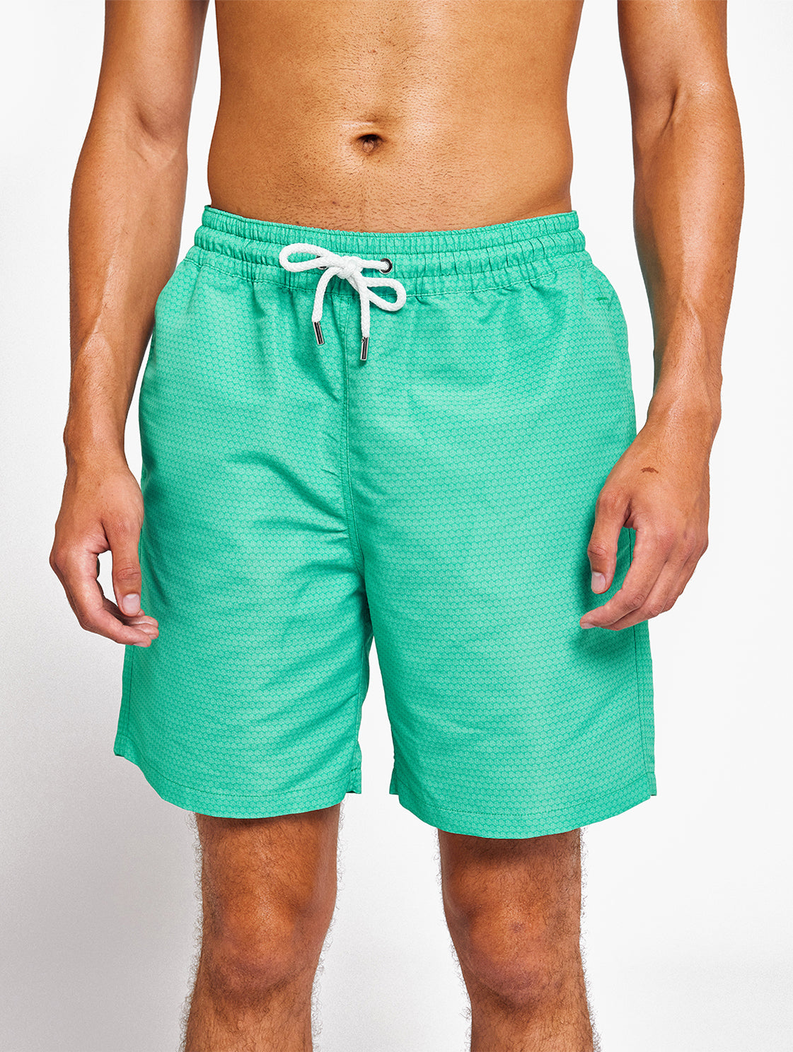 Frescobol Carioca - Angra Deco Sport Swim Shorts Pastel Orange & Vineyard Green S